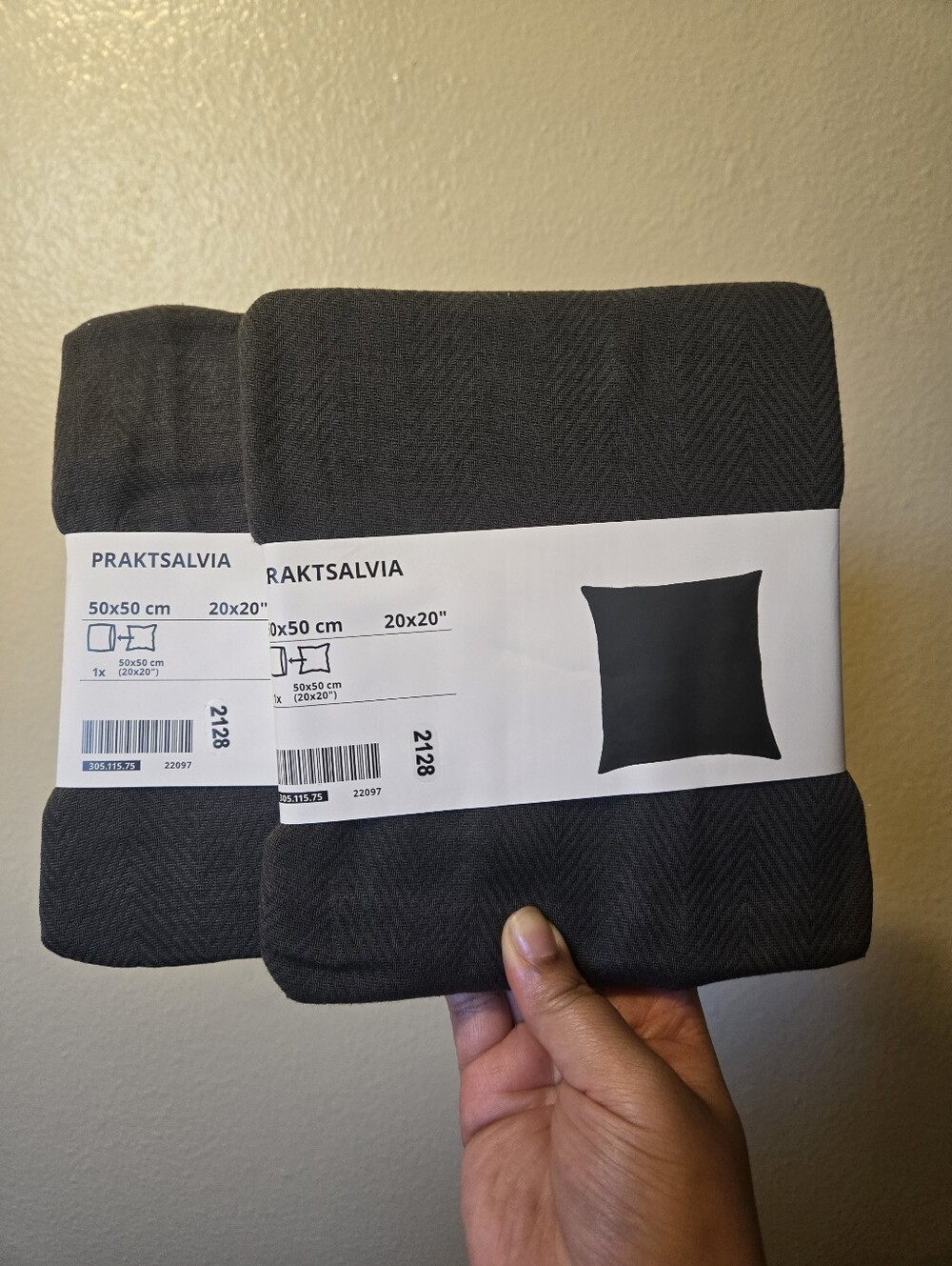 PRAKTSALVIA Off Black Cushion Covers - Set of 2